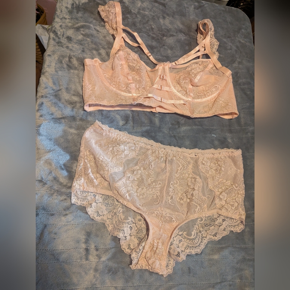 Torrid Lace Lingerie Set in Blush Pink